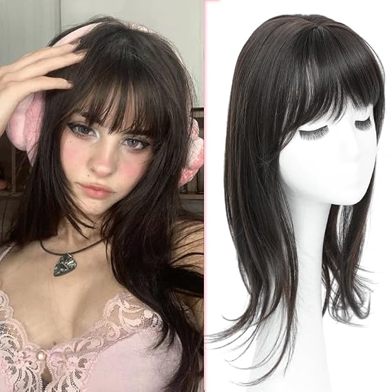 Hair Topper 18 inch Hair Topper with Bangs 4"5" Base Hairpieces for Women with Thinning hair