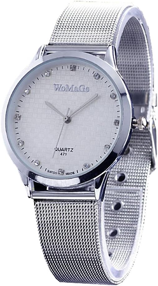 Watches Mens Womens Unisex Stainless Steel Band Fashion Watches on Sales Size L White (Silver)