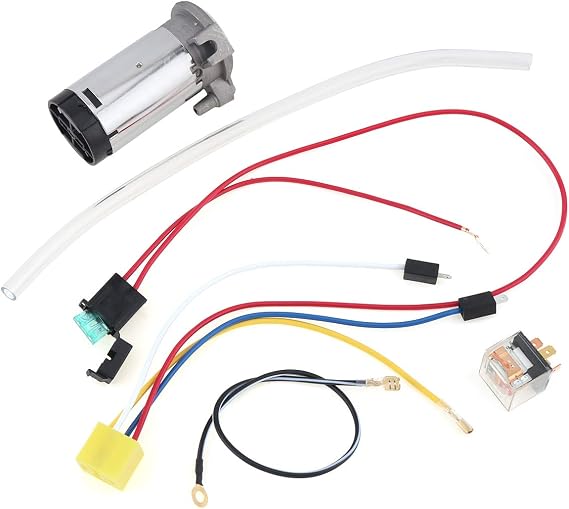 12V Air Compressor + Air Hose + Wires and Relay for Air Horn Car/Truck/Vehicle