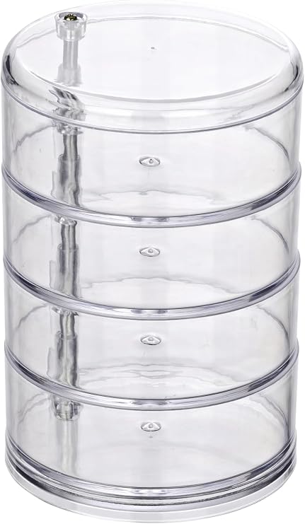 WENKO 20990100 Cosmetic organizer Tower Transparent - 4 compartments, Acrylic, 11.5 x 17.5 x 11.5 cm, Transparent