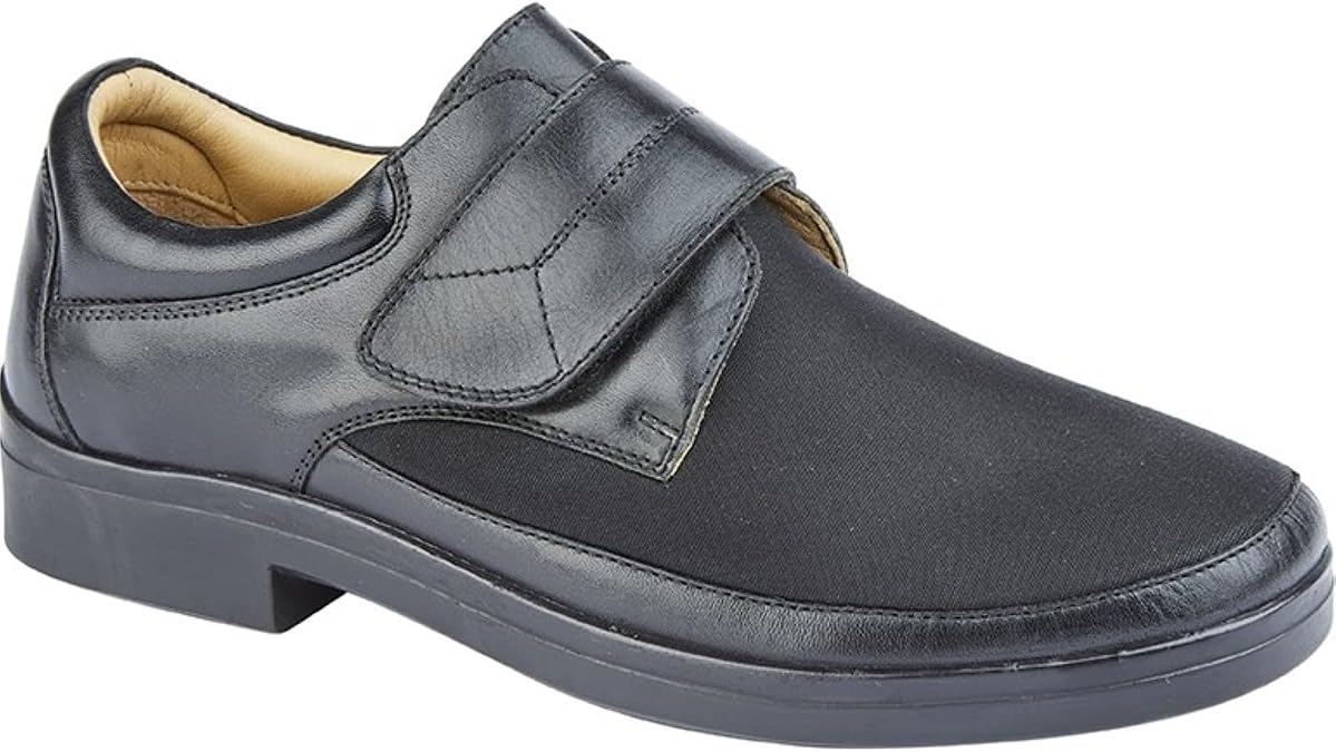 Roamers Drew Mens Extra Wide Fit Touch Fasten Shoes Black 7