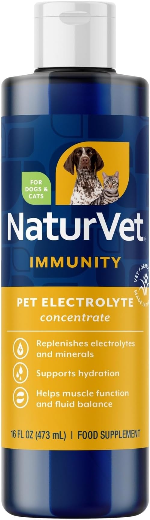 NaturVet Pet Electrolyte Concentrate for Dogs and Cats - 16 oz | Liquid Concentrate, Made in The USA with Globally Source Ingredients