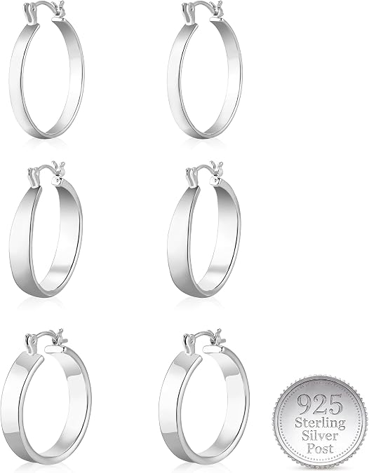 3Pairs 14K Gold Plated Chunky Hoop Earrings Set for Women, Trendy Hoop Earring 925 Sterling Silver Post - Hypoallergenic Thick Lightweight Twisted Hoops Dainty Gold Earrings for Women Jewelry Gifts