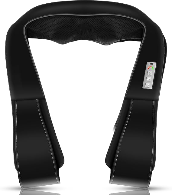 AMZPONY Cordless Neck Massager for Pain Relief Deep Tissue, Rechargeable Shiatsu Neck and Back Massager with Heat Kneading Shoulder Massage for Body Muscle Pain Relief,Gifts for Mom Dad Friends
