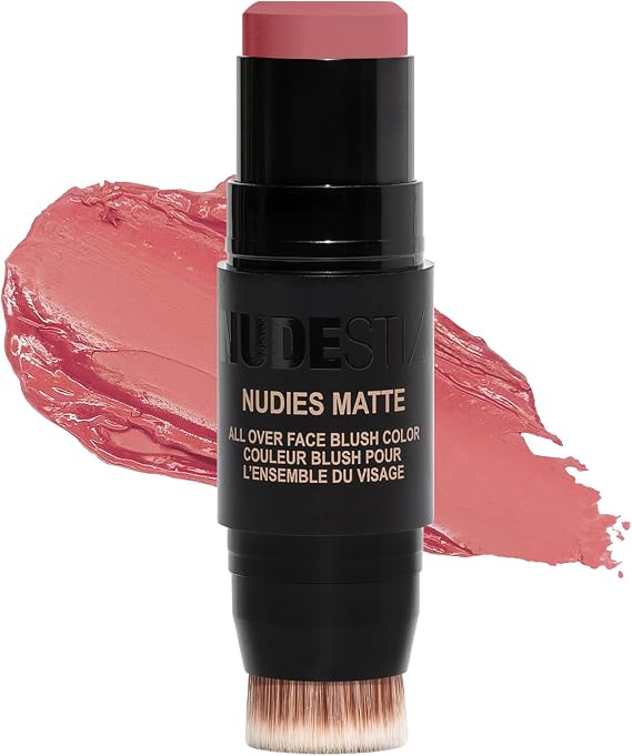 NUDESTIX Nudies Matte Blush Stick Cherie 7g – Matte Cream Blush for Cheeks, Eyes & Lips – Soft Focus Finish, Longwear, Neutral Nude Coral-Rose