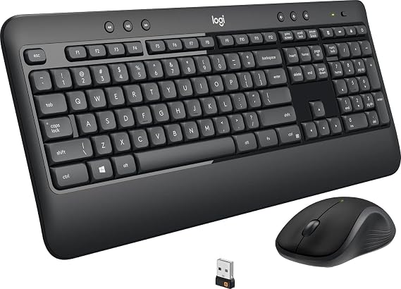 Logitech MK540 Advanced Wireless Keyboard with Wireless Mouse Combo Full Size Keyboard and Mouse, Long Battery Life, Caps Lock Indicator Light, Hot Keys, Secure 2.4GHz Connectivity (MK540)