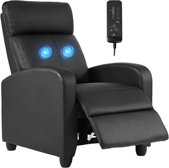 FDW | Recliner Chair | with 2 Point Massage Function | Black, PU Leather