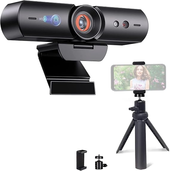 NexiGo 1080P Webcam Kits, N930w HelloCam with Windows Hello, True Privacy, Automatic Electronic Shutter, Computer Camera, Lightweight Mini Tripod, for Zoom/Skype/Teams