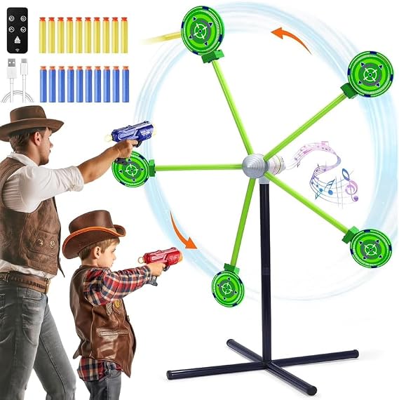 fygurso 2-Player Shooting Game Toy, Foam Dart Toy Gun with Auto Reset Rotating Shooting Target, Ideal Gift for Kids Ages 6,7,8,9,10+ Green