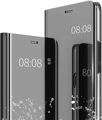CCSamll Mirror Case for Samsung Galaxy S23 Ultra NOT S23, Ultra Thin Flip Phone Case for Women Girly Cover for Samsung S23 Ultra 5G QH Black