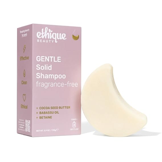 Ethique Gentle Unscented Solid Shampoo Bar with Cocoa Butter, 3.88 oz