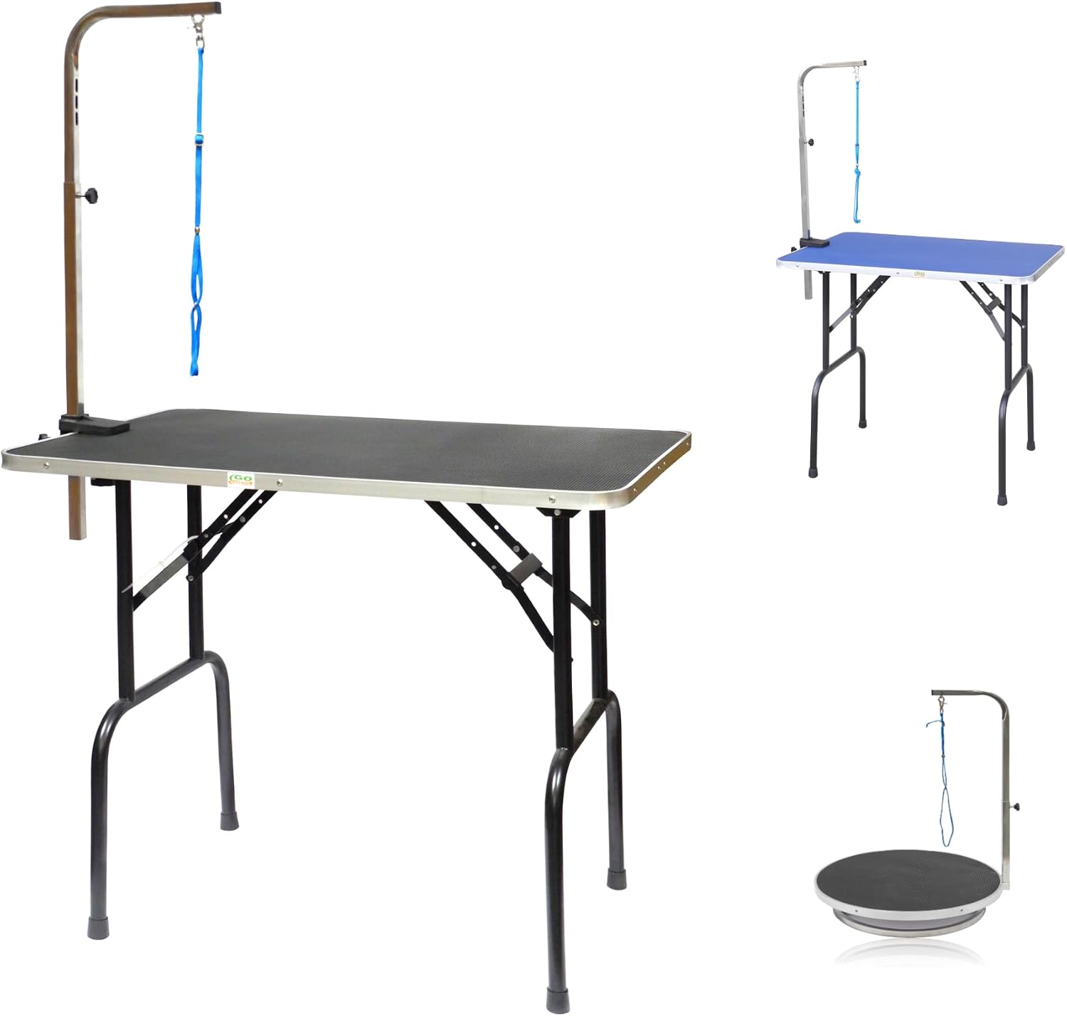 Go Pet Club 36-Inch Dog Grooming Table, Adjustable Arm Foldable Non-Slip Top, Rust-Proof, Waterproof, Warp-Free Trimming Table for Pets, Black