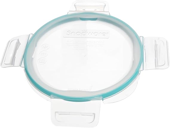 Snapware 7201R-PC 4-Cup Total Solutions Lid with Teal Gasket - Made in USA | Four-Latch Closure | Removable Silicone Ring | Durable Plastic Build | Easy Cleaning