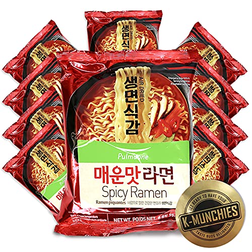 Pulmuone Non-Fried Ramyun Korean Noodles - 10 Pack Korean Instant Noodles Spicy Flavor - Easy to Cook Authentic Korean Ramen with Distinctly Asian Broth and Chewy Noodle