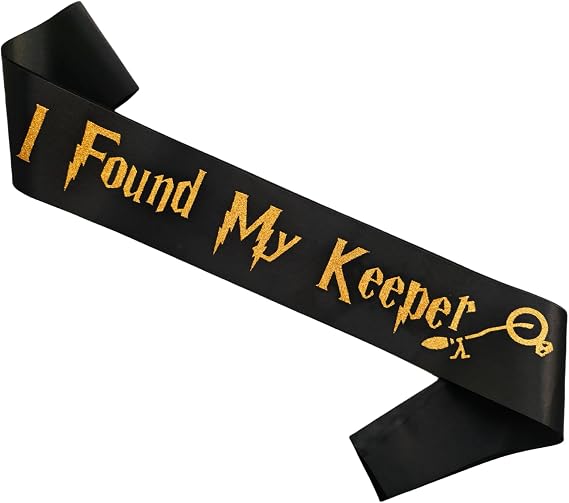 Decorit I Found My Keeper Sash Engagement Bachelorette Bridal Shower with Black and Gold Glitter Muggle to Mrs Parry Hotter H P Theme Bride to Be Party Decorations and Supplies
