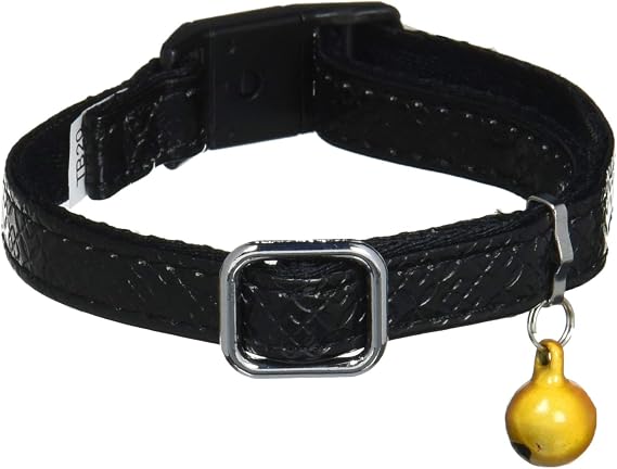 Petio Monogram Leather Cat Collar Black