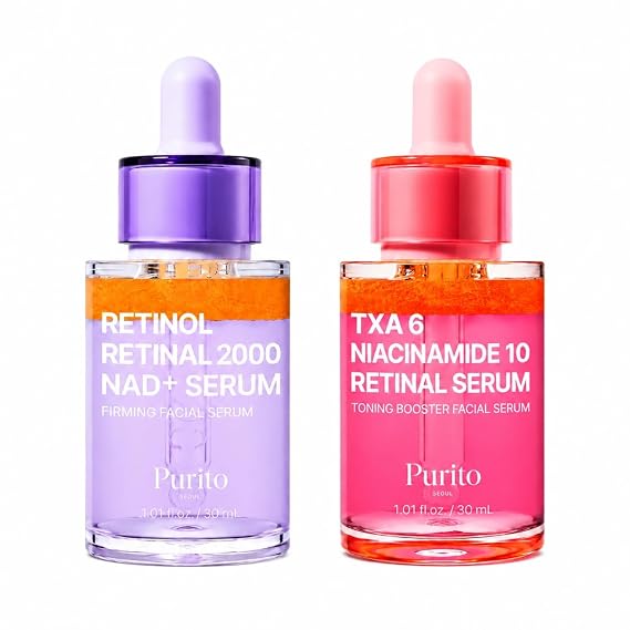 PURITO Retinol 0.1% + Retinal 0.1% Anti-Aging Facial Serum, TXA 6% + Niacinamide 10% Facial Serum Bundle