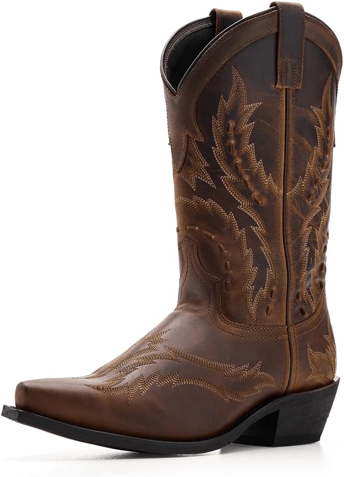 Laredo Mens Ryker Snip Toe Pull On Casual Boots Mid Calf - Brown