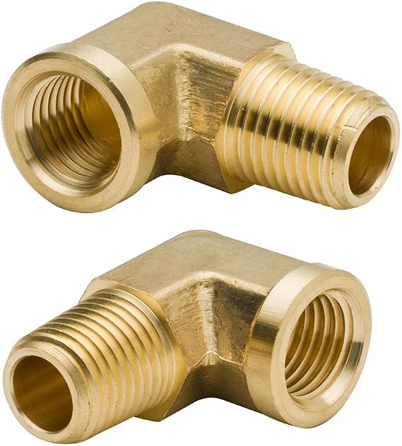 90 Degree Brass Street Elbow 1/2" NPT Male x 1/2" NPT Female Forged Pipe Fitting (Pack of 2)