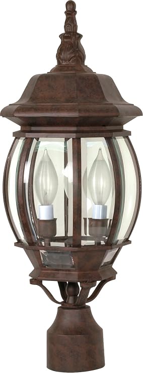 Nuvo 60/898, 3-Light Outdoor Post Lantern, Bronze, Beveled Glass