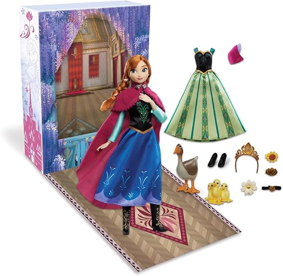 Disney Store Official Anna Story Doll (Traveling Outfit) - 11 Inches - Includes Coloring Book and Additional Dress, Princess Doll in Classic Outfit, Disney Princess Toys for Girls