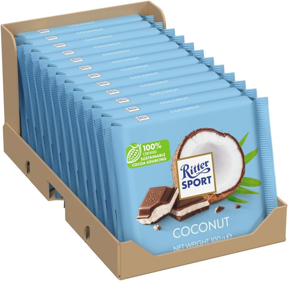 Ritter Sport Coconut 100g Pack of 12 packaging may vary