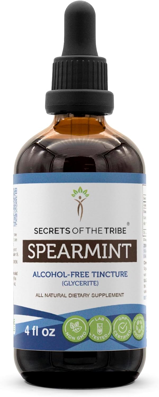 Spearmint Alcohol-Free Liquid Extract, Spearmint Mentha spicata Dried Leaf Tincture Supplement 4 FL OZ