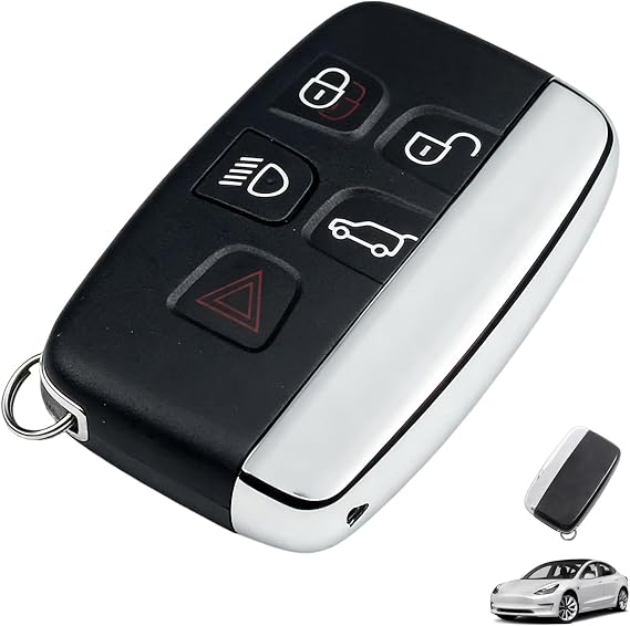 5 Button Key Fob Case for Land Rover Evoque, Range Rover, Discovery, Freelander, LR4, Jaguar XJ, XE, XF, XK (2010 to 2017), Key Fob Replacement Shell, Durable ABS Remote Cover, Easy Installation