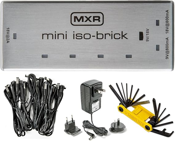 MXR M239 Mini Iso-Brick 9v,18v Effects Pedal Power Supply with Tonebird Bundle Including Dunlop ECB004 18-volt Adapter, Groovetech Guitar and Bass Multi-Tool