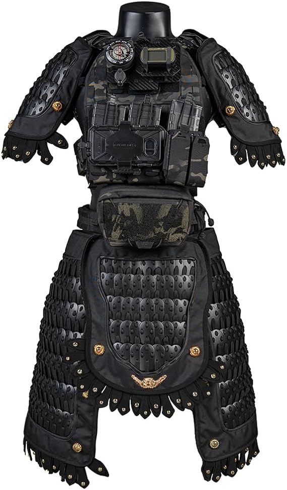 Samurai Tactical Armor, 6 in 1 Tactical Armor Pauldron Armor Skirt Crotch Protector Equipment Suit (Vest Not Included)