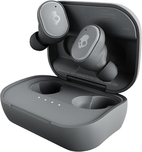 Skullcandy Grind Wireless Earbuds, Bluetooth Headphones, Up to 40 Hours Battery, Noise Isolating Fit, Microphone for iPhone Android, Customizable via Skull-iQ App - Chill Grey