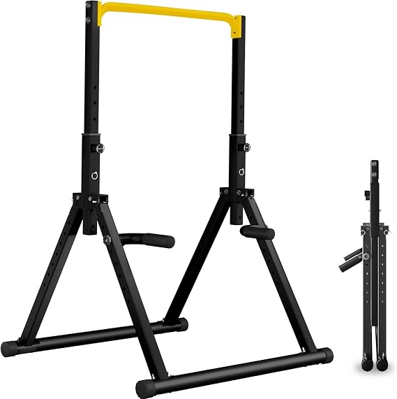 DOBESTS Foldable Power Tower Dip Station, Free Standing Pull Up Bar