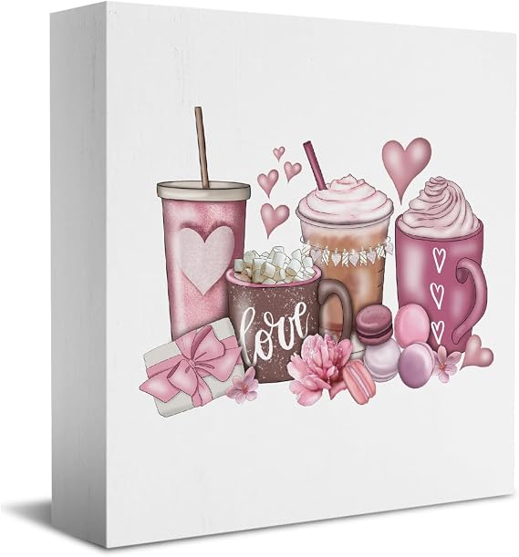 Valentines Day Decorations for The Home Valentine Day Gifts for Couple Valentines Day Coffee Bar Decor Valentine Day Gifts for Her Him Valentine Theme Decor 5 x 5 inches