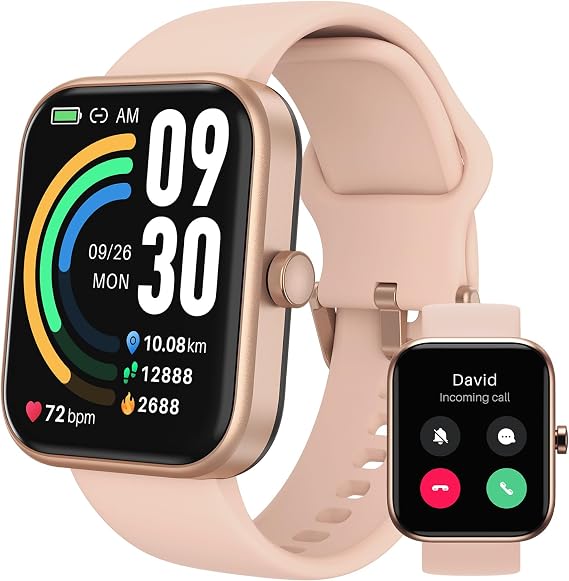 TOZO S3 Smart Watch (Answer/Make Call) Bluetooth Fitness Tracker with Heart Rate, Blood Oxygen Monitor, Sleep Monitor IP68 Waterproof 1.83-inch HD Color for Men Women Compatible with iPhone & Android