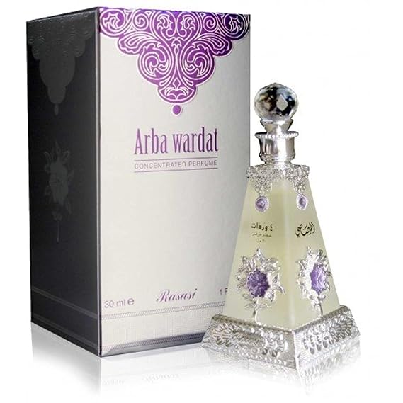 RASASI Arba Wardat Arabian Perfume Oils For Women & Men, 30ml (1.0 Oz) Long Lasting Concentrated Perfume Oil, Luxurious Unisex Scented Oil For All-day Freshness And Elegance In A Premium Bottle