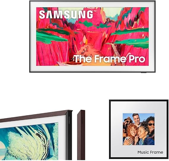 Samsung 65-Inch The Frame Pro 4K Neo QLED Smart TV (2025) + 43-inch Modern Brown Bezel (2021) + LS60D Music Frame Smart Speaker Bundle