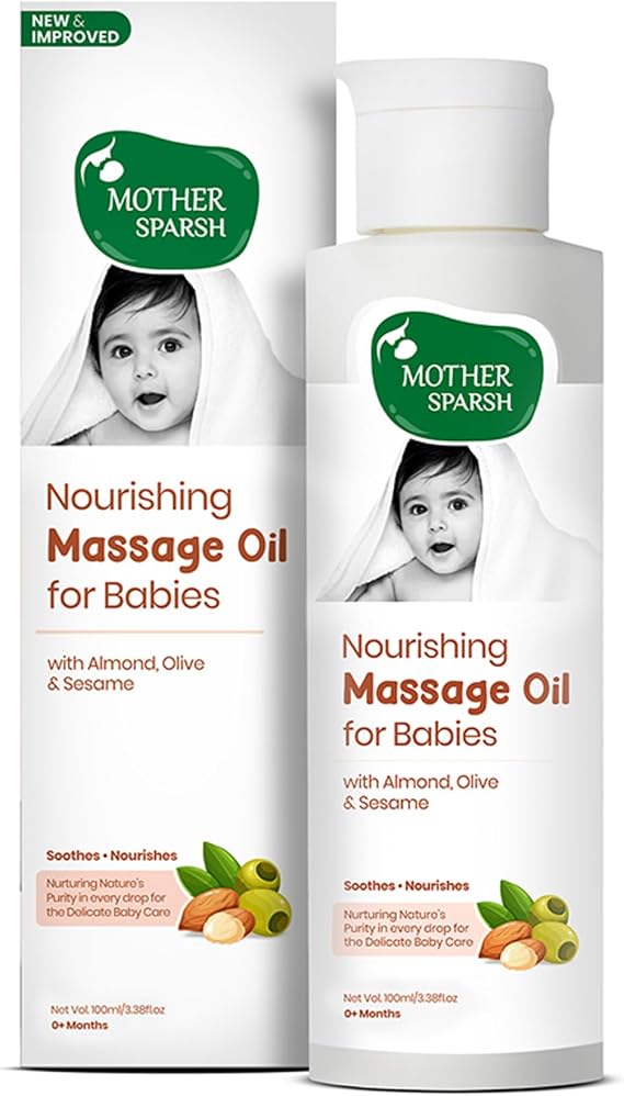 Mother Sparsh Ayurvedic Baby Massage Oil, 18 Herbal extracts and Oils - Lajjalu, tagar, Almond & Avocado Oil, 100ml
