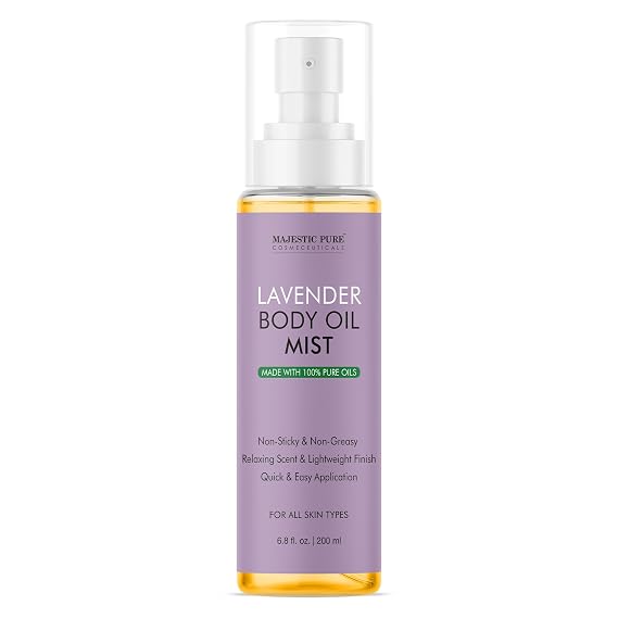 Majestic Pure Lavender Oil Body Mist - 6.8 Fl Oz | 100% Pure & Natural - After Shower Body Oils for Women and Men - Scented, Radiant, Skin Therapy Firming Massage Oil