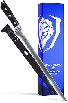 Dalstrong Spanish Ham Slicing Knife - 12 inch - Gladiator Series Elite - Granton Edge - Forged High-Carbon German Steel- G10 Handle - Razor Sharp Carving Knife Gift - Sheath - Slicer - NSF Certified