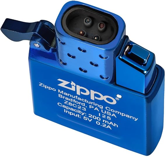 Zippo High Polish Blue Double Arc Rechargeable Lighter Insert - Everyday Use, Outdoor, Camping Flip-Top Lighters