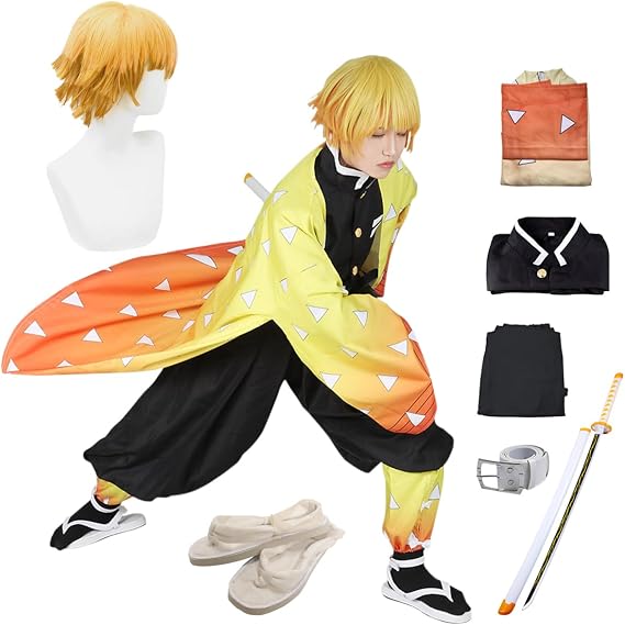 Full Set Halloween Costume For Men Party Role Cosplay Costume Kimono Outfit W/Sword Shoes Wig