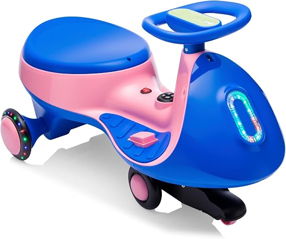 Winado 12V Electric Wiggle Car Ride On Toy with Pedal, Blue & Pink
