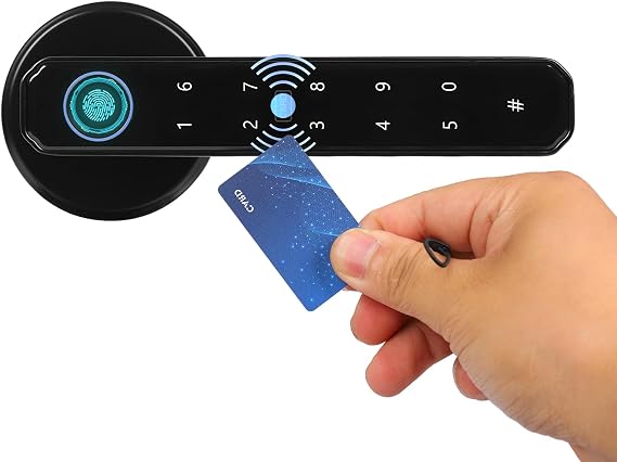 Smart Fingerprint Door Lock, Biometric Fingerprint, Password, IC Card, Key Knob Locker with Passcode Keypad Keyless Entry Door Handle for Bedroom Home Hotel Office Apartment