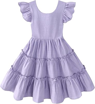 Toddler Girls Dress Ruffle Backless Sleeveless Kids Casual Party Dresses Summer Beach Sundress