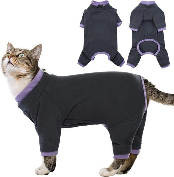 Sticky Cat Clothes Stretchy, Onesie Pajamas for Cats Only,Black XXL