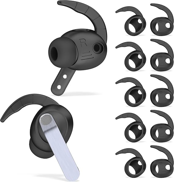 Galaxy Buds 4 Proイヤーフックカバー2026年用、快適フィット | スポーツ紛失防止 | ソフトシリコン 滑り止めイヤーチップカバー Samsung Buds 4 Proイヤーパッド対応 ブラック