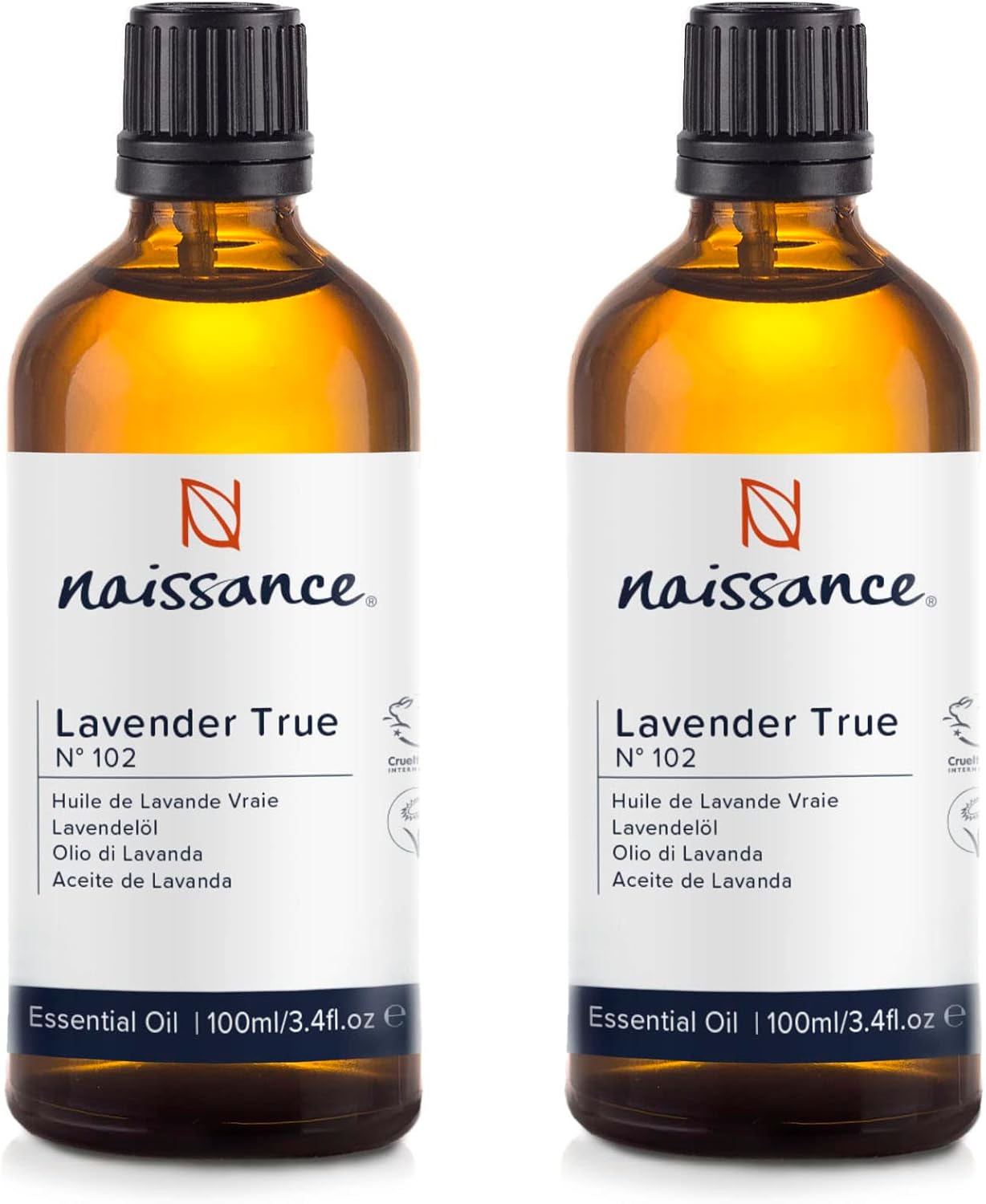 Naissance lavender oil No. 102 - 200 ml 2 x 100 ml - 100% natural lavender essential oil for natural cosmetics aromatherapy fragrance lamp - fragrance oil for aroma diffuser