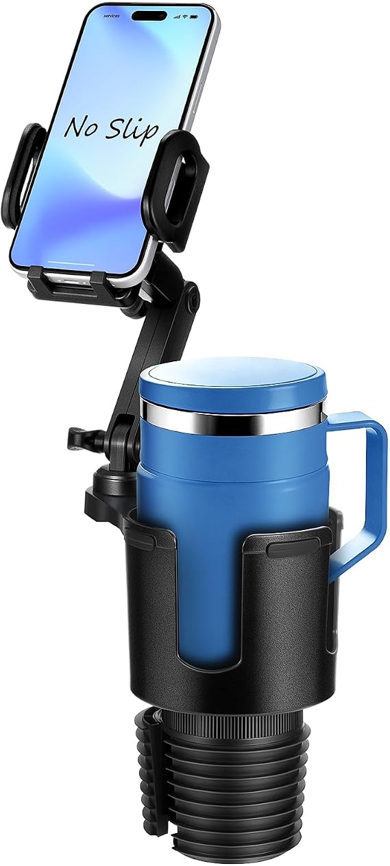 Cup Holder Phone Mount for Car, 2-in-1 Cup Holder Expander with Phone Mount