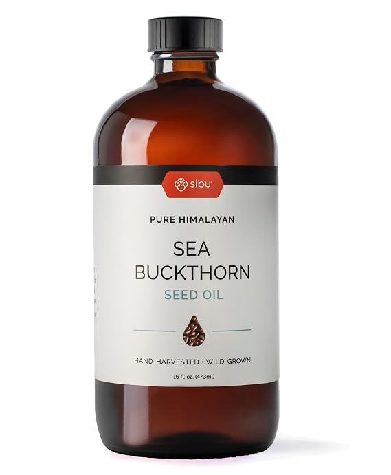 sibu Premium Himalayan Sea Buckthorn Seed Oil, 16 oz | Great for antiaging and moisturizing sensitive skin. Helps prevent breakouts and irritation.