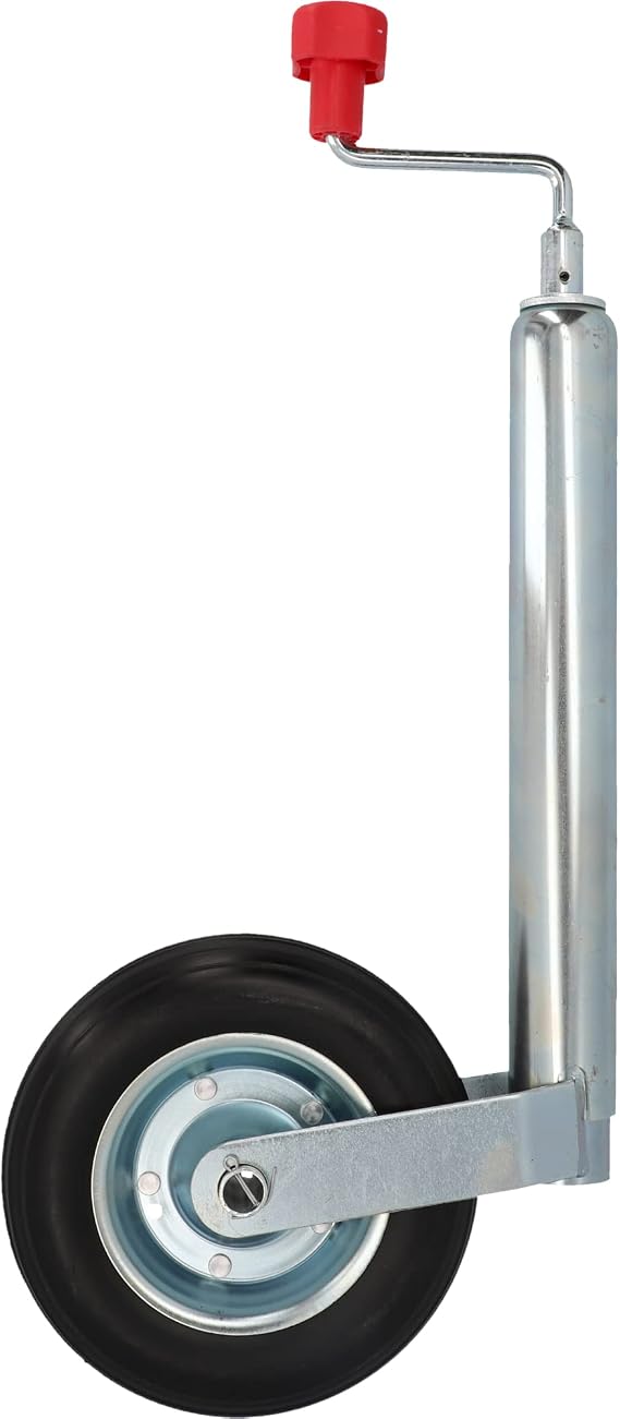 UNITEC Jockey Wheel with Crank Handle Suitable for Residential & Transport Trailers with PU Tyre Tube Diameter 48 mm Silver
